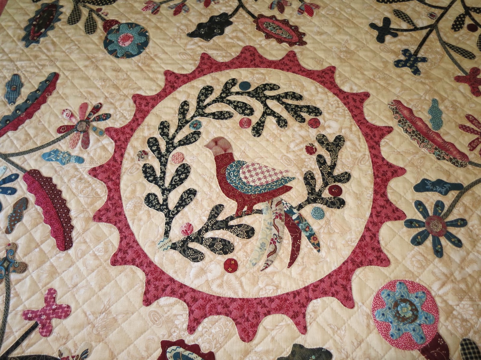 Katrina's Quilting Applique Bird Quilt.